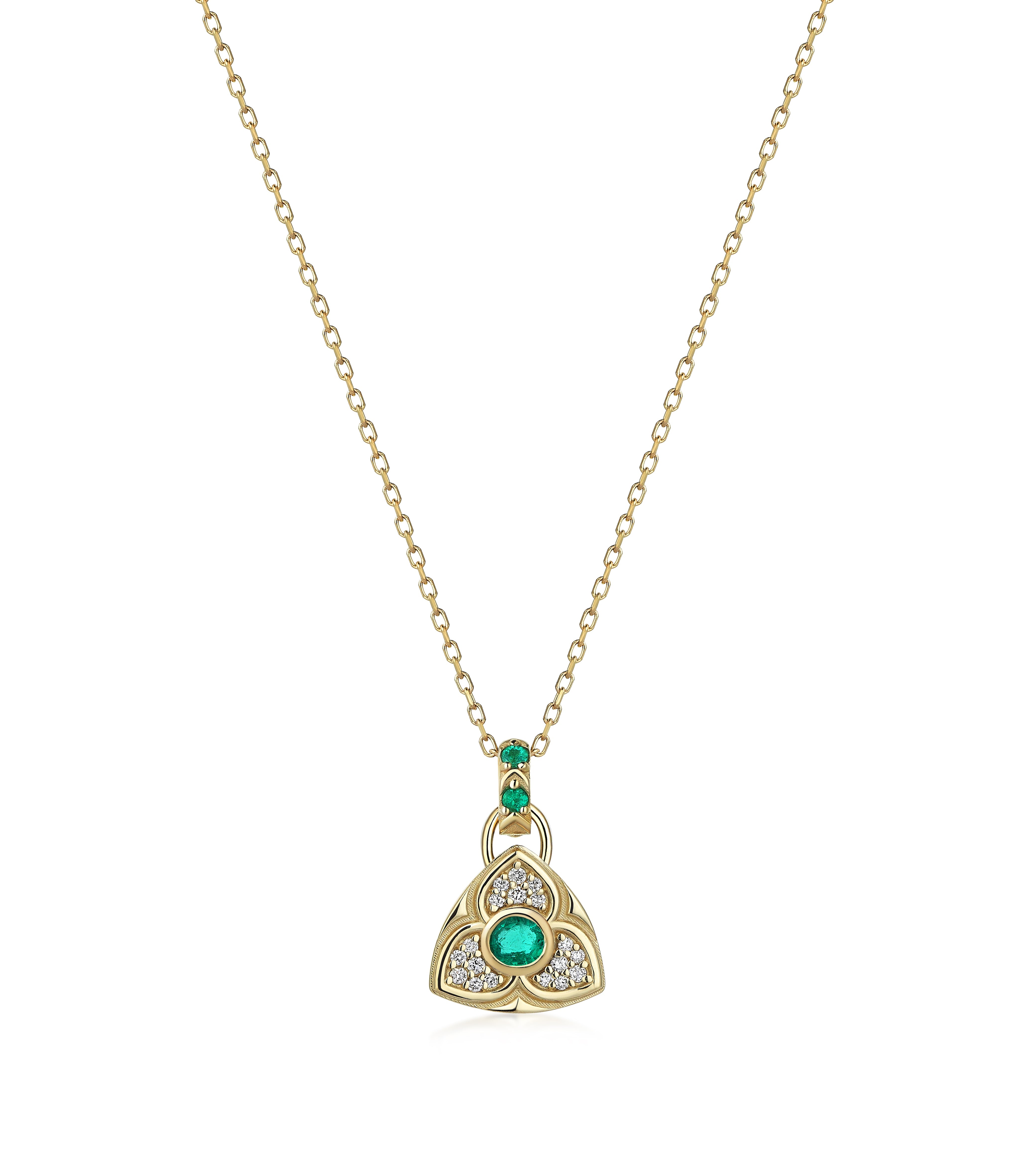 SPIRIT IN MINI DIAMONDS & EMERALD NECKLACE