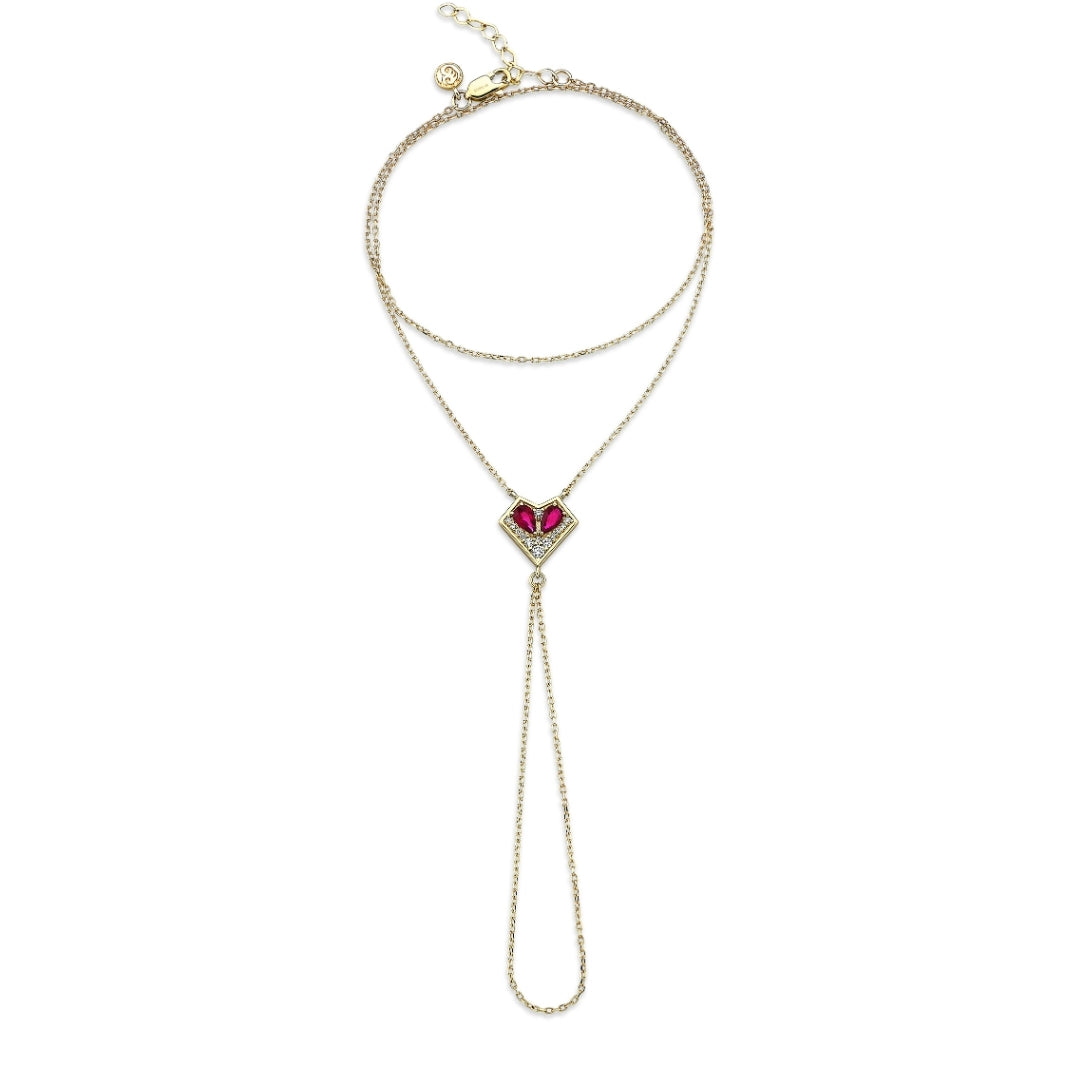 HEART HAND CHAIN - RUBY